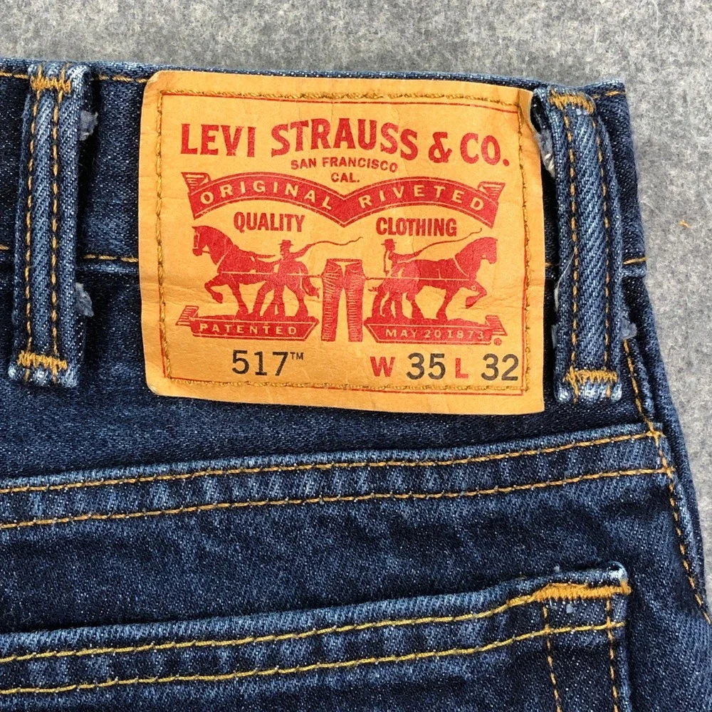 Levis 517 Mens Jeans 35x32 Bootcut Blue Dark Wash Regular Fit mid Rise